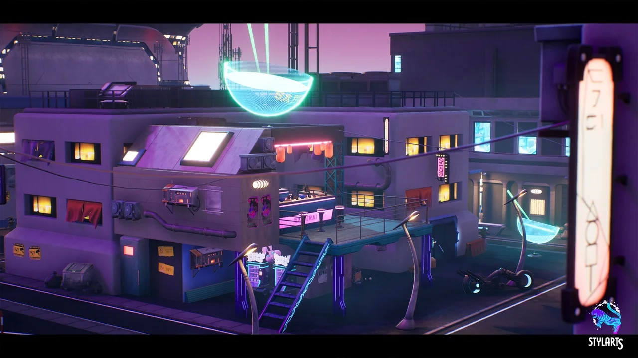 Modular Stylized Cyberpunk Street ( Cyberpunk Cyber Street Cyberpunk Stylized ) asset