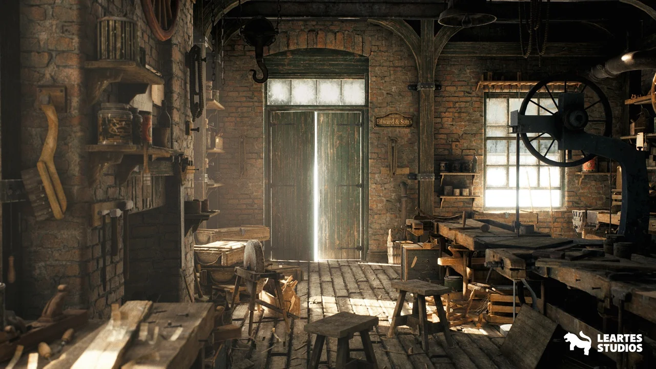 Carpenter’s Workshop Environment ( Workshop Prop Pack Carpenter Woodworking 3d ) asset