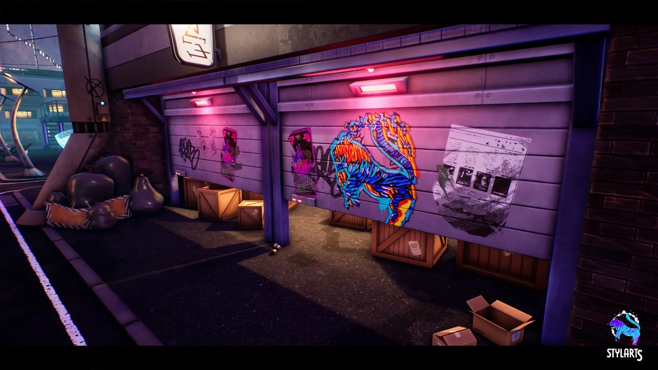 Modular Stylized Cyberpunk Street ( Cyberpunk Cyber Street Cyberpunk Stylized ) asset