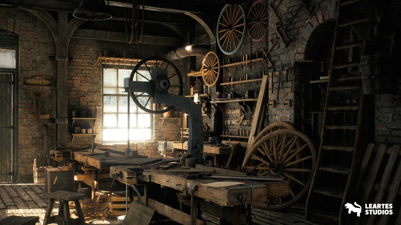 Carpenter’s Workshop Environment ( Workshop Prop Pack Carpenter Woodworking 3d ) asset