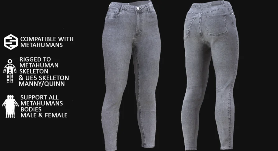 Jeans 125 - All MH Bodies & UE5 Skeletons - Rigged