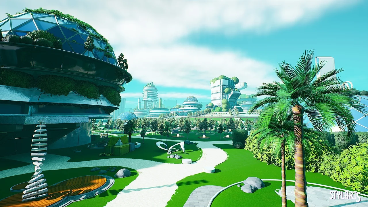 Stylized Solarpunk City ( Stylized Solar City Solarpunk City Solar 3D Stylised ) asset