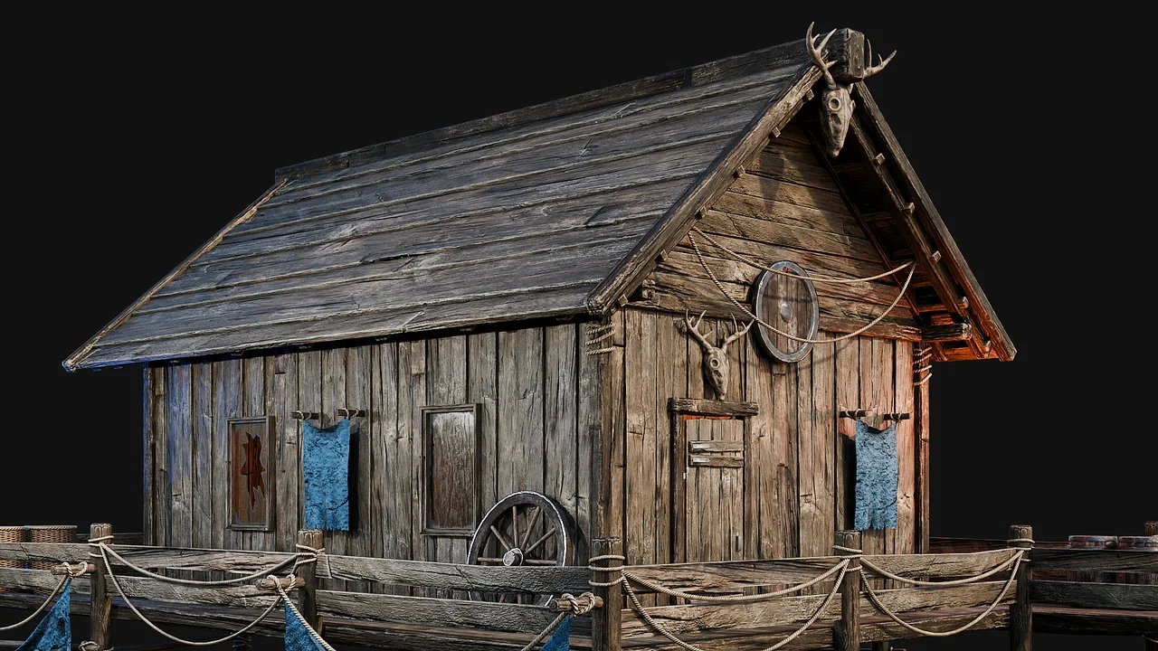 LAKE HOUSE 01 with INTERIORS 4K PBR asset