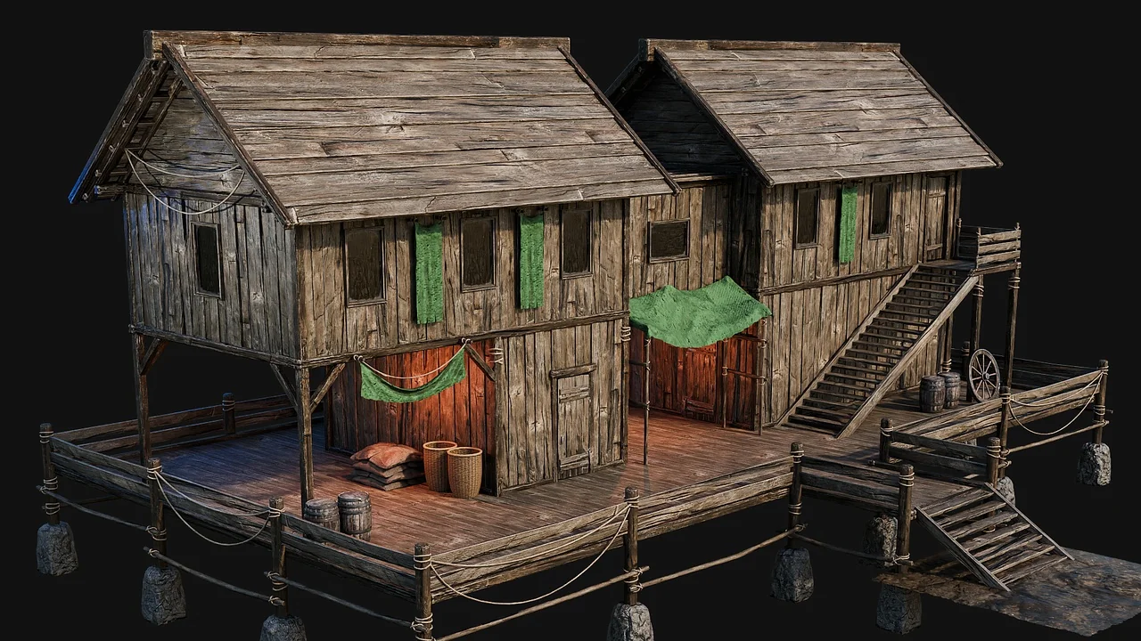 LAKE HOUSE 01 with INTERIORS 4K PBR asset