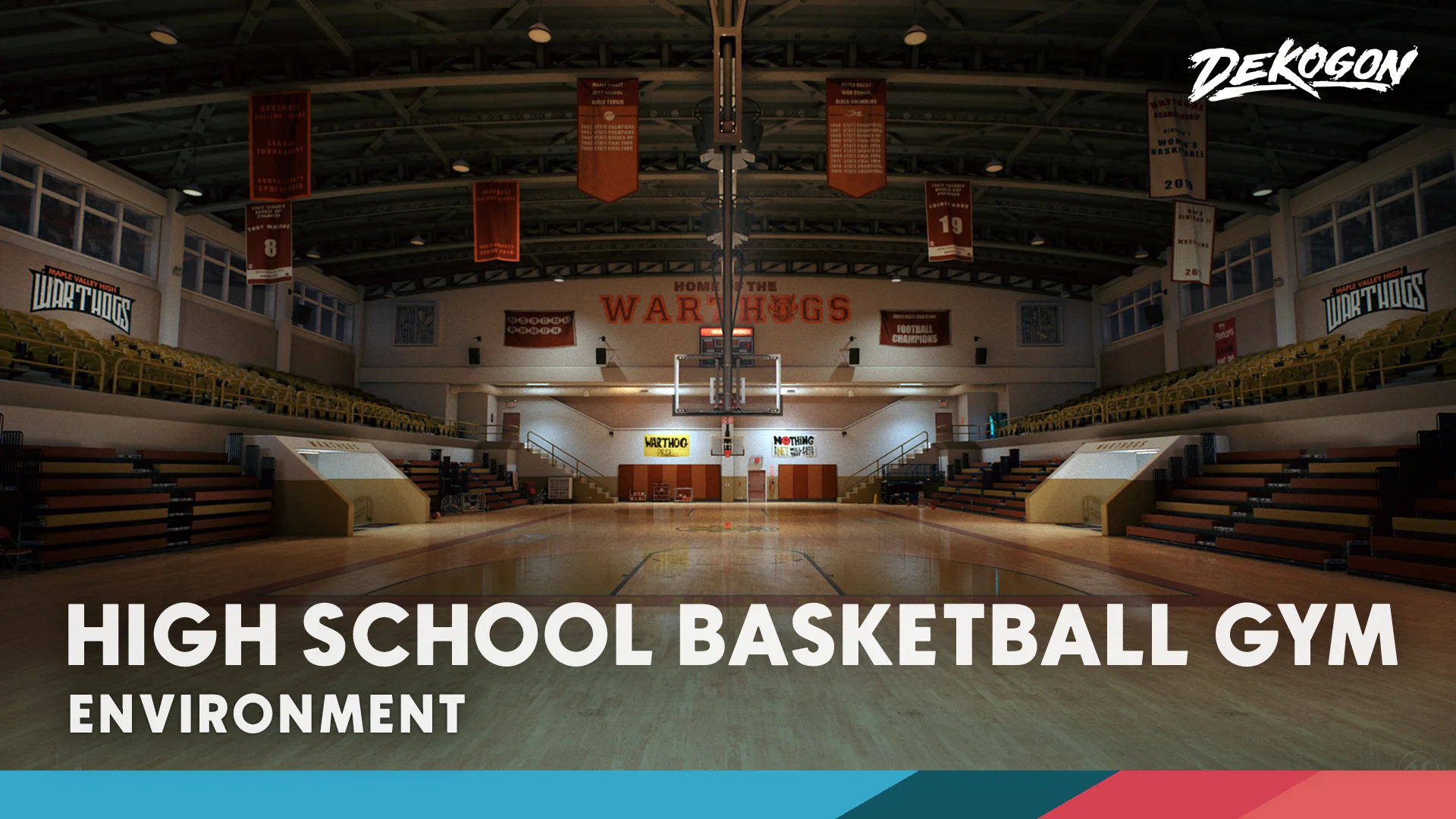 High School Basketball Gym - (Day/Night/Afternoon/Midnight Lighting)