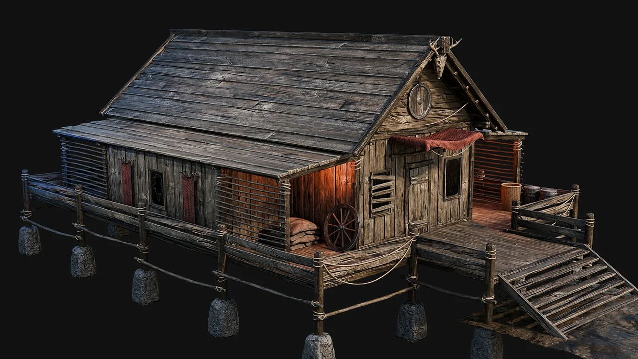 LAKE HOUSE 01 with INTERIORS 4K PBR asset