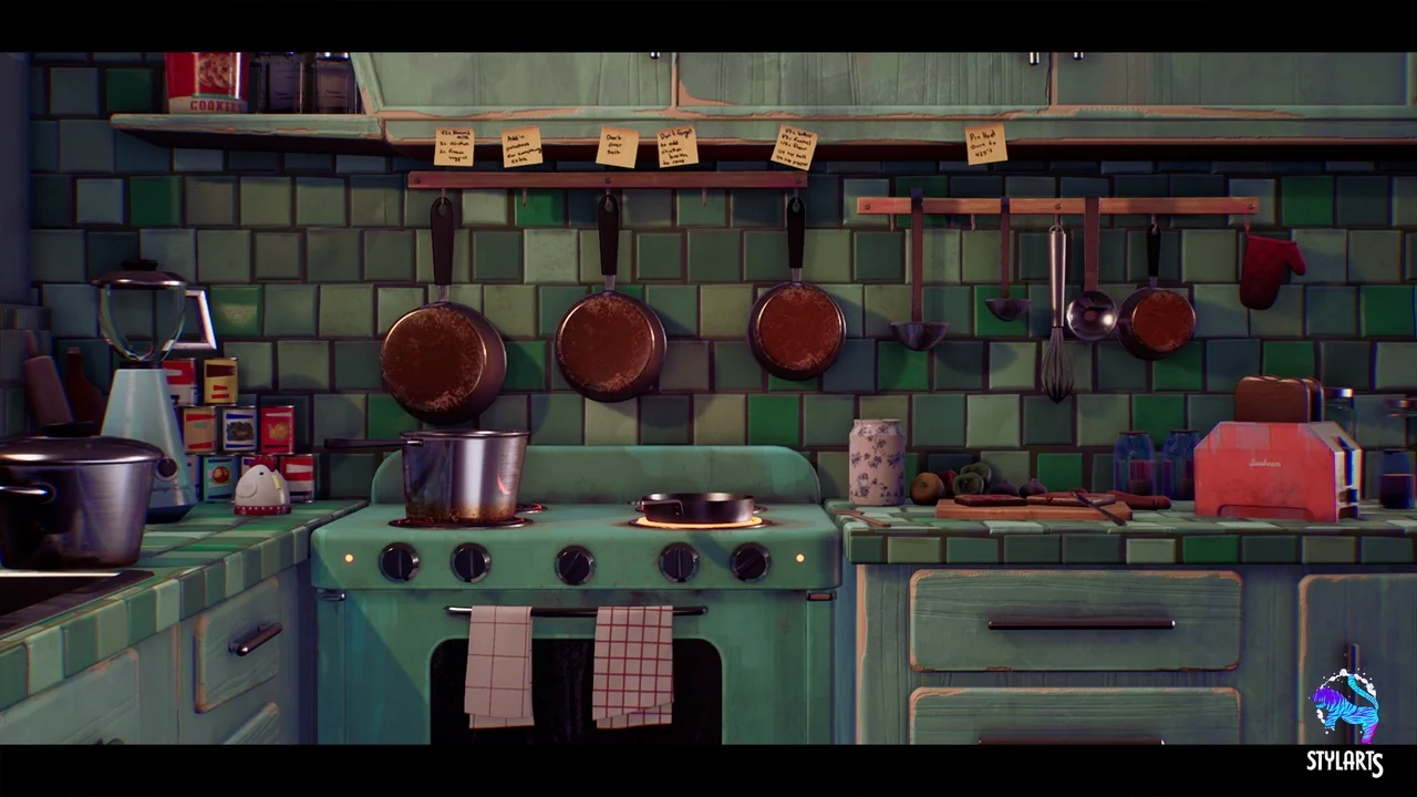 Stylized House Interior ( Stylized Stylised Kitchen Interior Interior Dinner ) asset