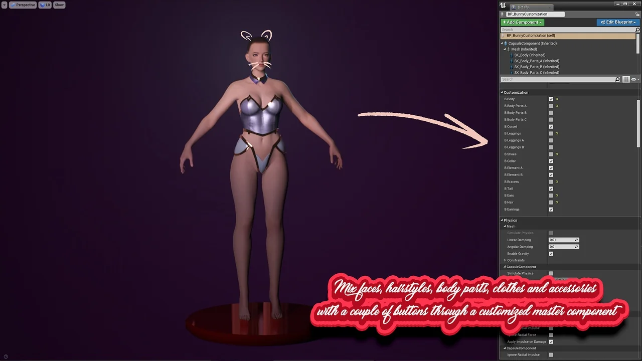 Bunny – Cute Fighting Anime Warrior Girl Realistic MMORPG FPS Stylized Character asset