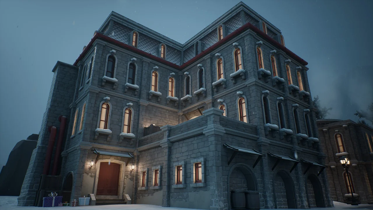 Stylized winter city environment asset