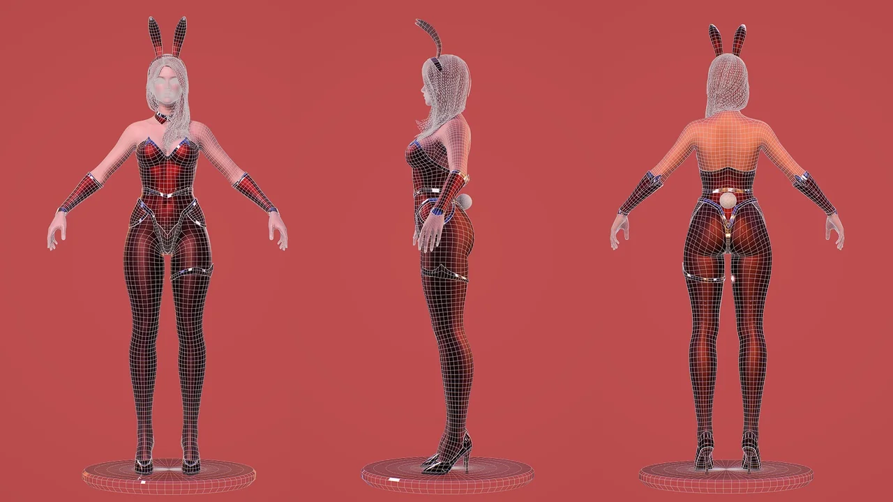 Bunny – Cute Fighting Anime Warrior Girl Realistic MMORPG FPS Stylized Character asset