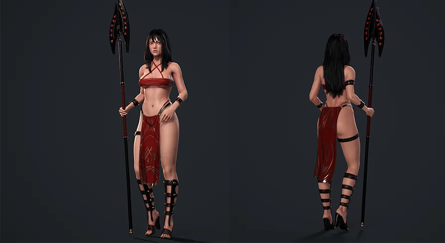 Amazon Female Warrior, Native Knight Realistic Girl MMORPG Stylized Character