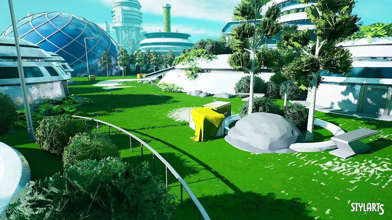 Stylized Solarpunk City ( Stylized Solar City Solarpunk City Solar 3D Stylised ) asset