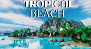 Stylized tropical beach environment