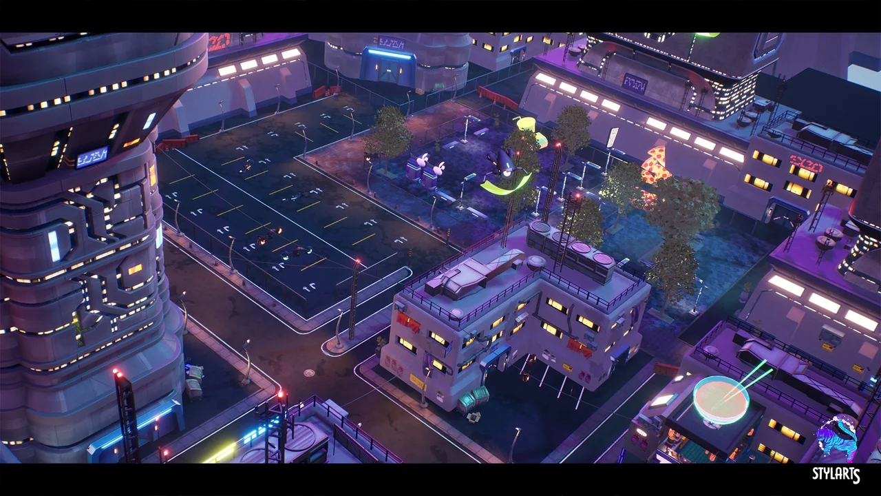 Modular Stylized Cyberpunk Street ( Cyberpunk Cyber Street Cyberpunk Stylized ) asset