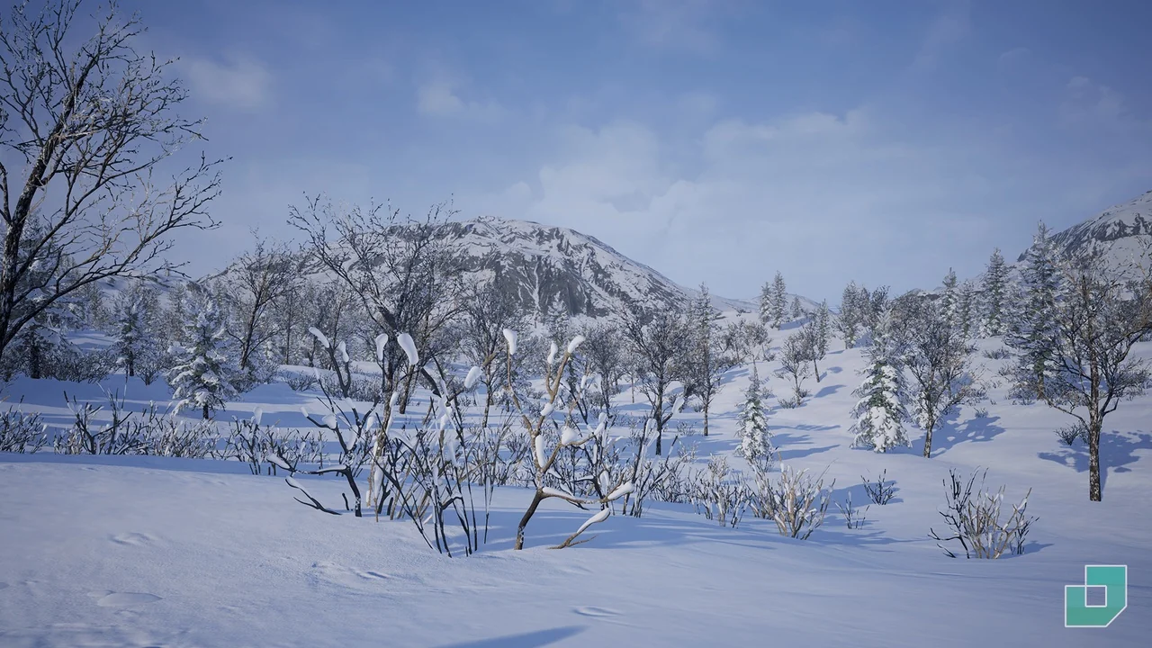 Low Poly Snow Forest asset