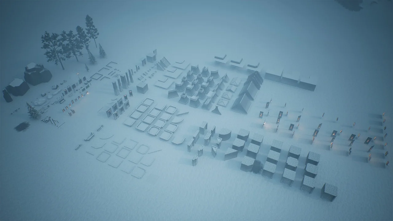 Stylized winter city environment asset