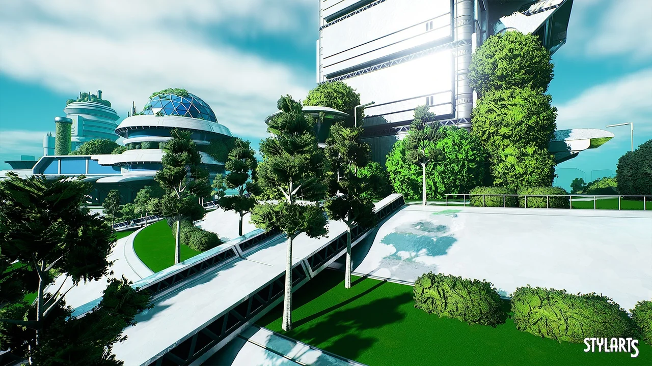 Stylized Solarpunk City ( Stylized Solar City Solarpunk City Solar 3D Stylised ) asset