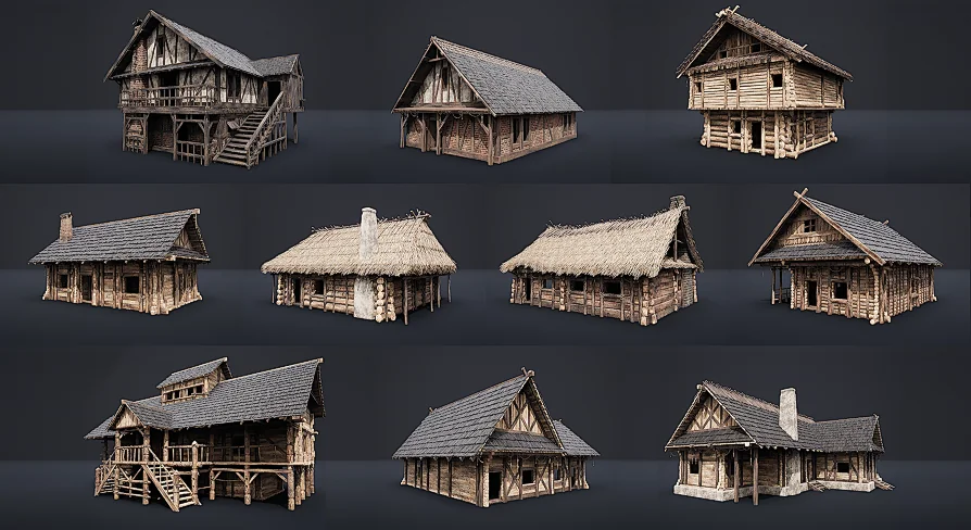 Enterable Medieval Houses and Cottages - v1