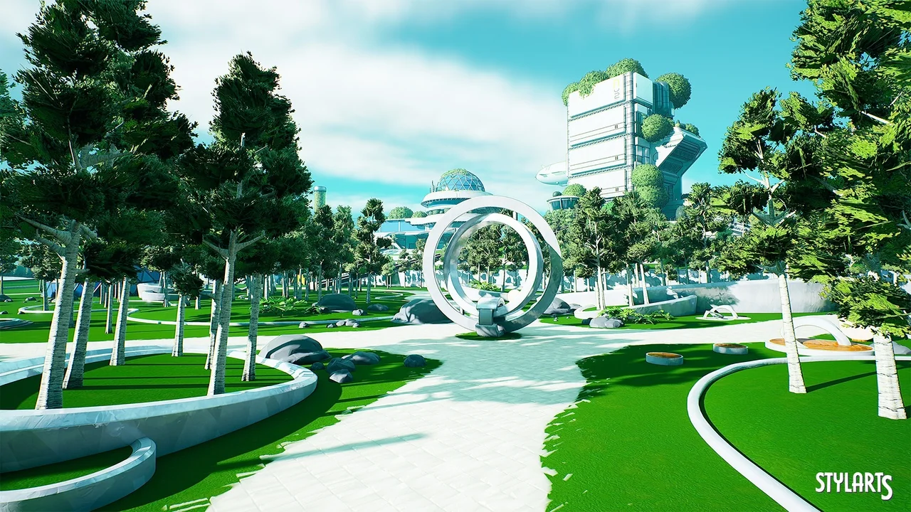 Stylized Solarpunk City ( Stylized Solar City Solarpunk City Solar 3D Stylised ) asset