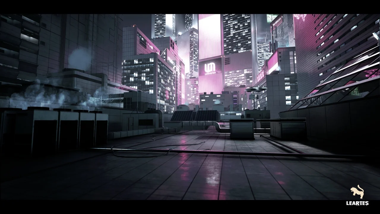 Futuristic Rooftop City Environment ( Futuristic Rooftop City Cyberpunk City ) asset