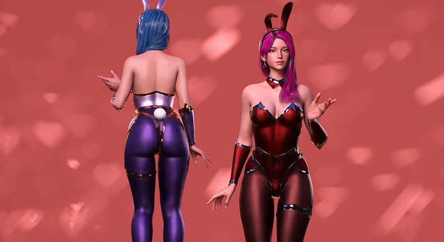 Bunny - Cute Fighting Anime Warrior Girl Realistic MMORPG FPS Stylized Character