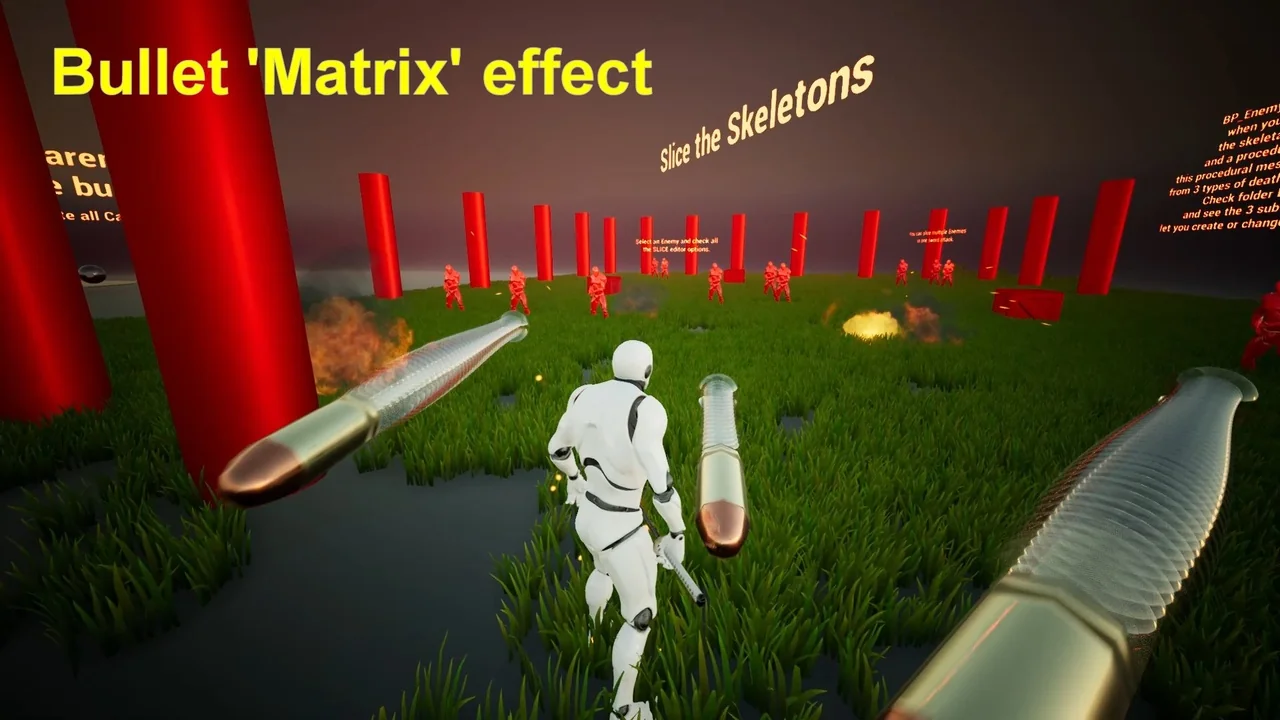 Slice Mesh Shoot Matrix Slow Bullet asset