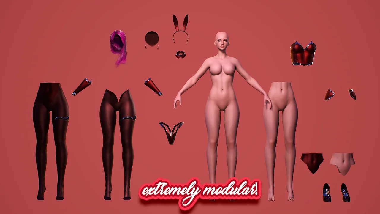 Bunny – Cute Fighting Anime Warrior Girl Realistic MMORPG FPS Stylized Character asset