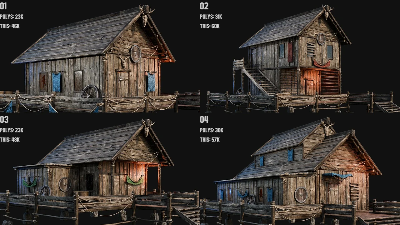 LAKE HOUSE 01 with INTERIORS 4K PBR asset