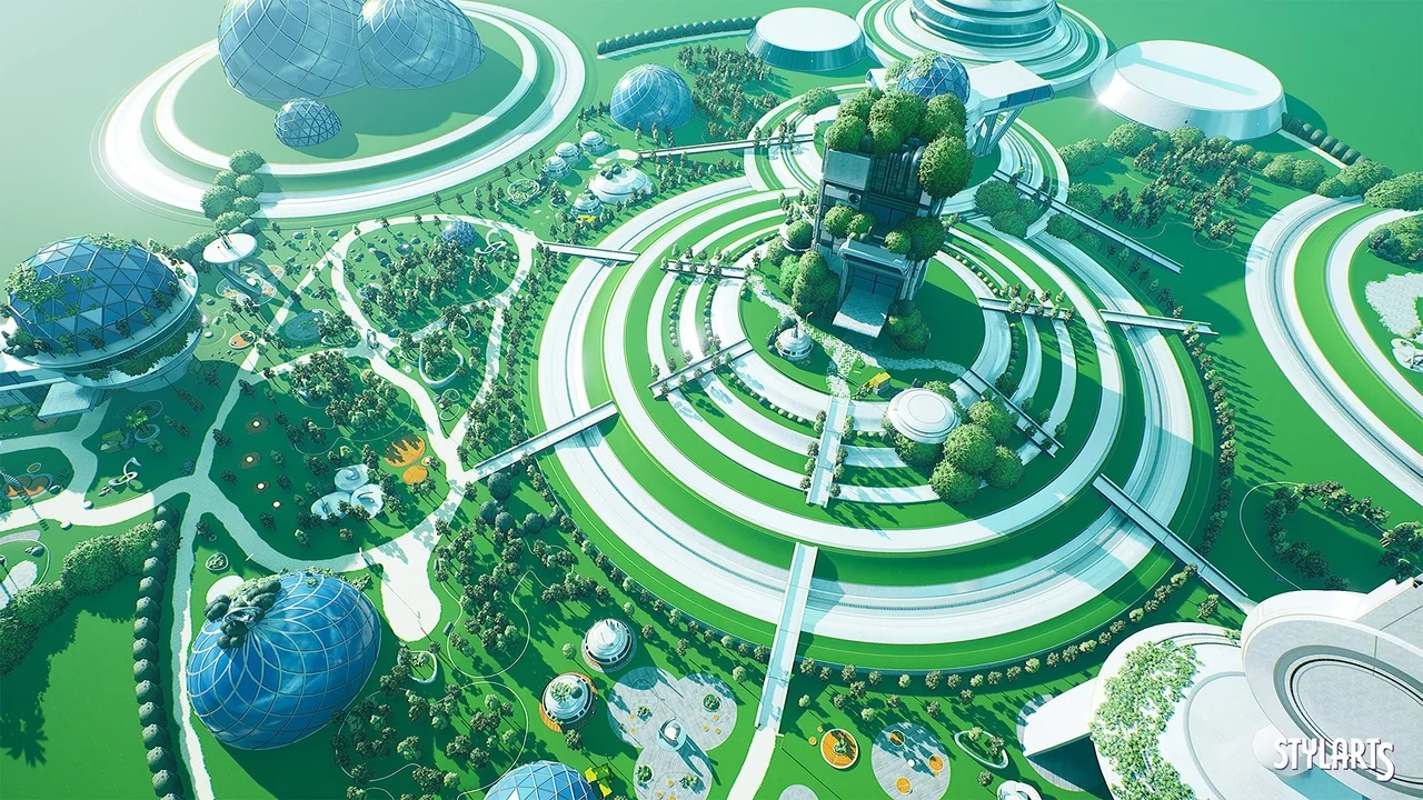 Stylized Solarpunk City ( Stylized Solar City Solarpunk City Solar 3D Stylised ) asset