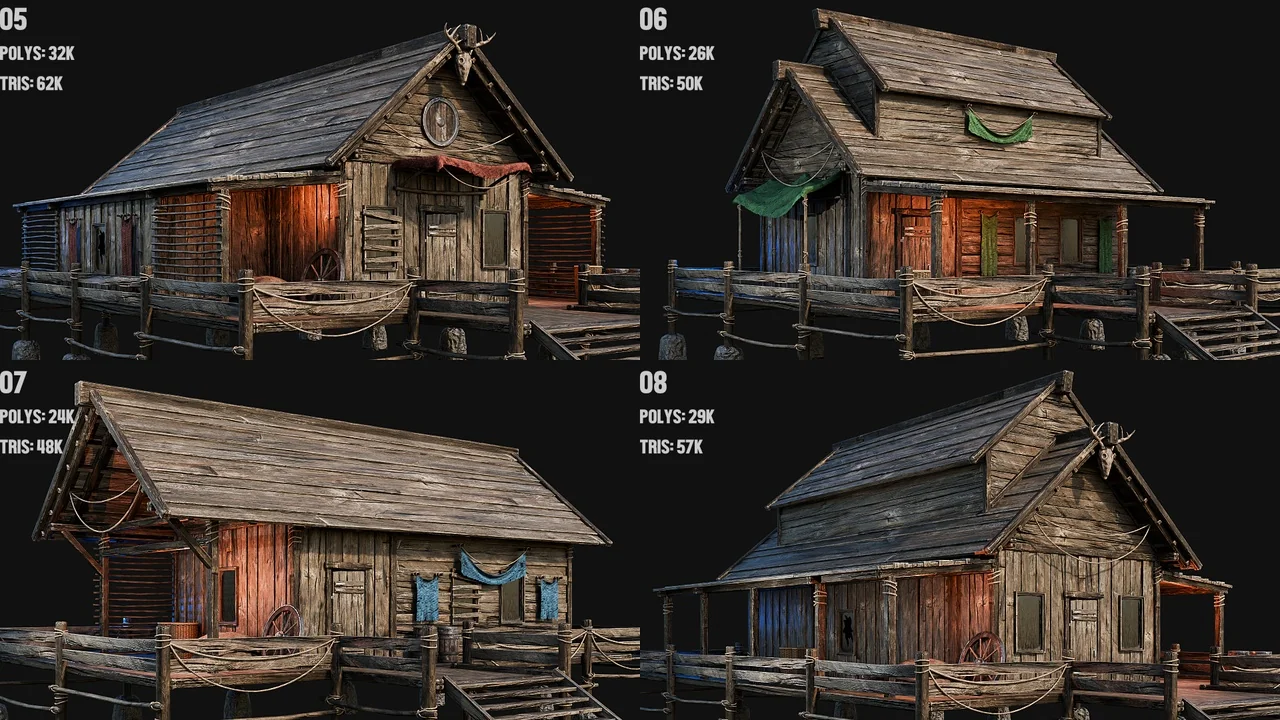 LAKE HOUSE 01 with INTERIORS 4K PBR asset