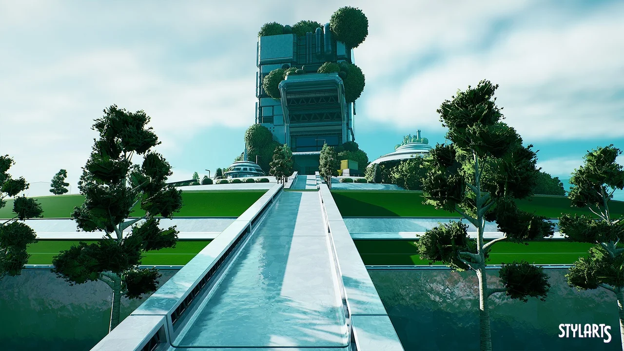 Stylized Solarpunk City ( Stylized Solar City Solarpunk City Solar 3D Stylised ) asset