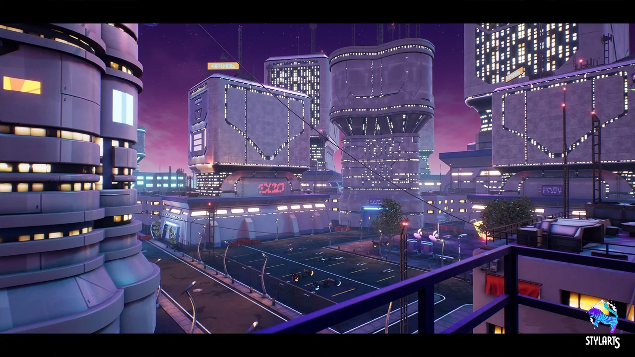Modular Stylized Cyberpunk Street ( Cyberpunk Cyber Street Cyberpunk Stylized ) asset