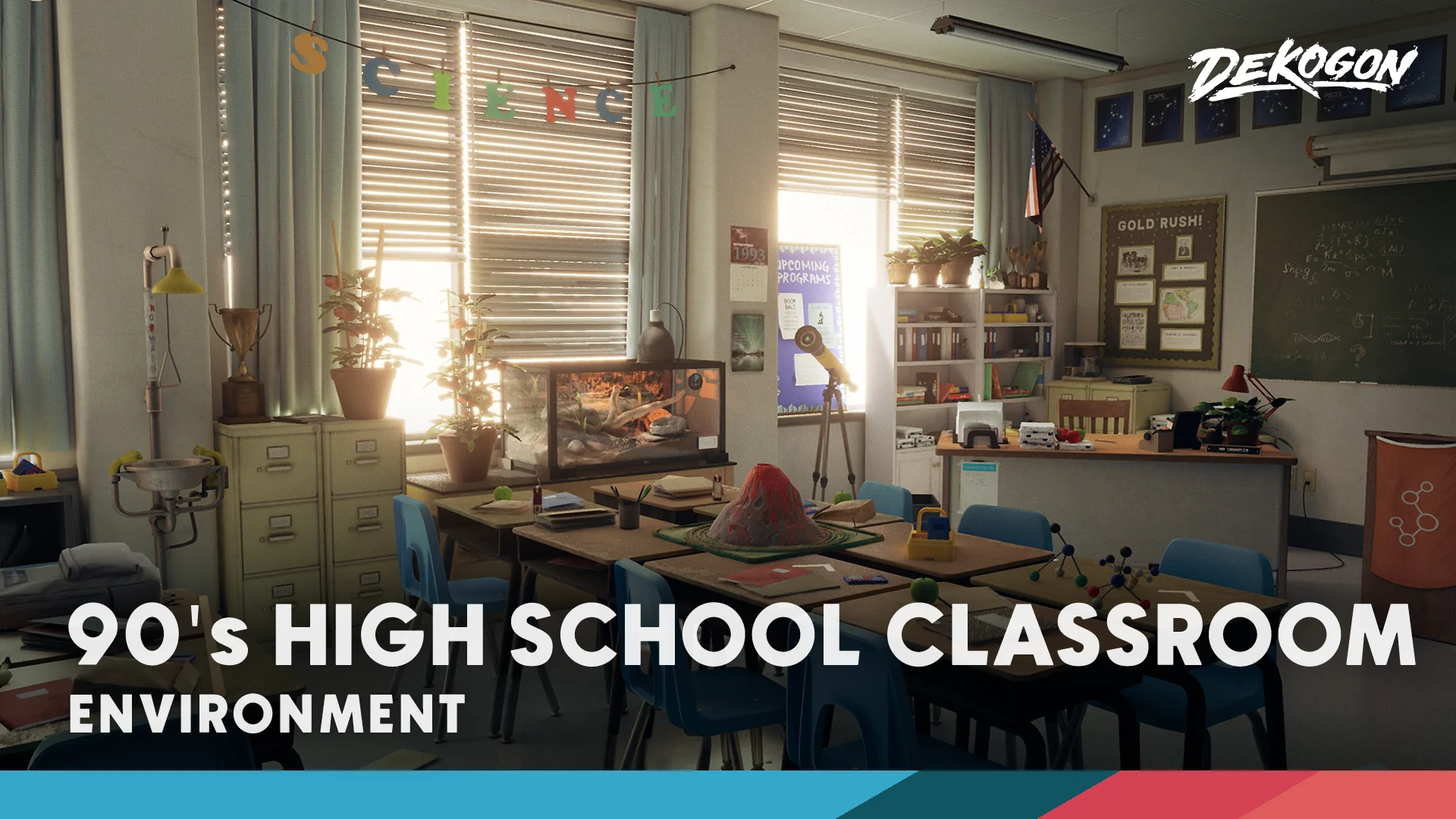High school Science Lab Classroom - 90's themed (Day/Night Lighting)