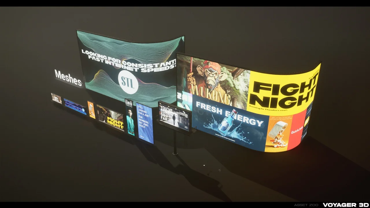 Billboards Pack Vol.01: Animated LED Ads for 3D Cities
