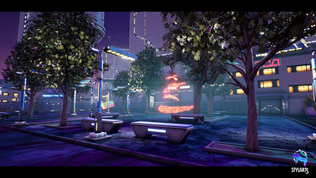 Modular Stylized Cyberpunk Street ( Cyberpunk Cyber Street Cyberpunk Stylized ) asset