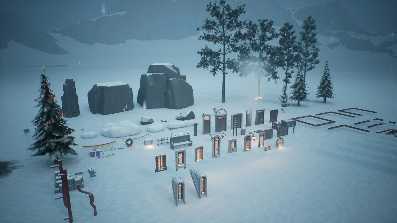 Stylized winter city environment asset