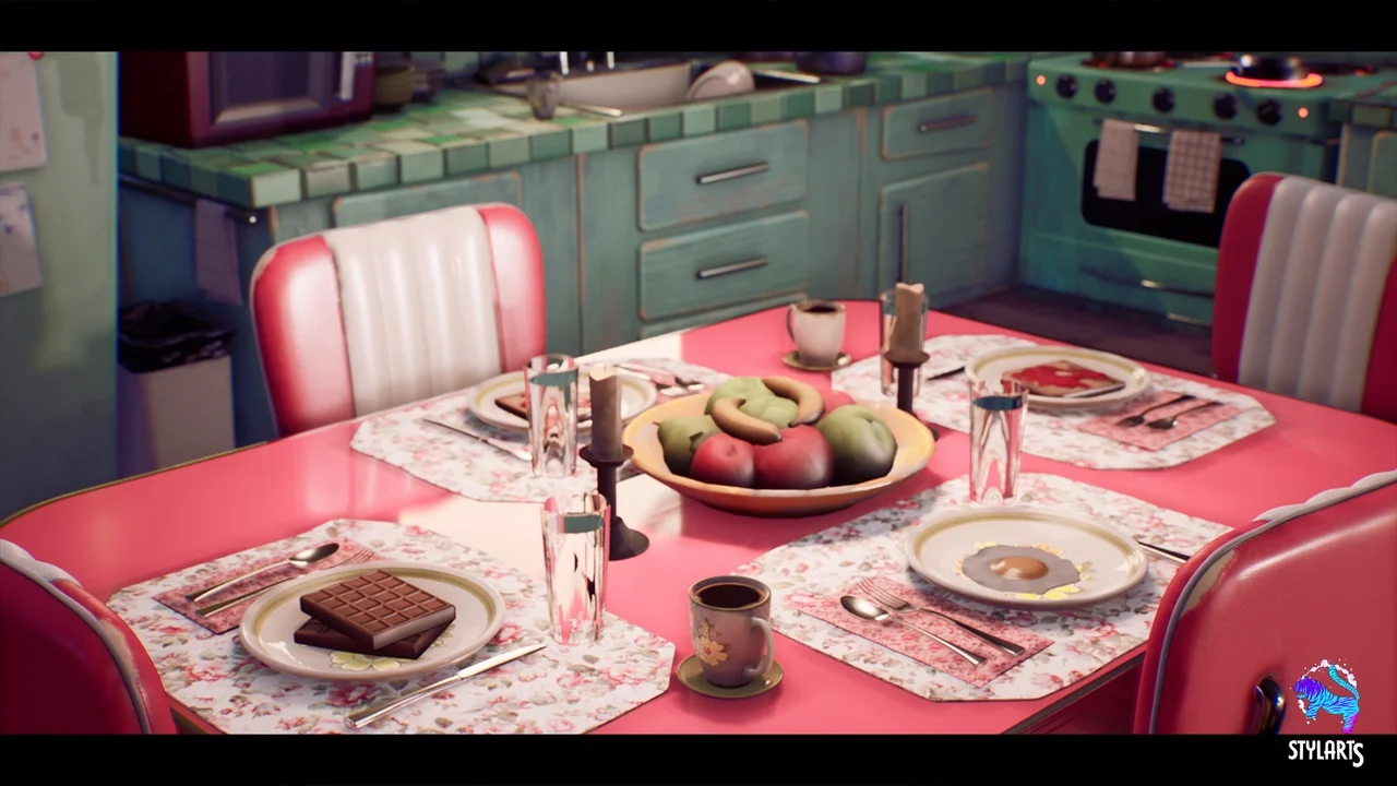 Stylized House Interior ( Stylized Stylised Kitchen Interior Interior Dinner ) asset