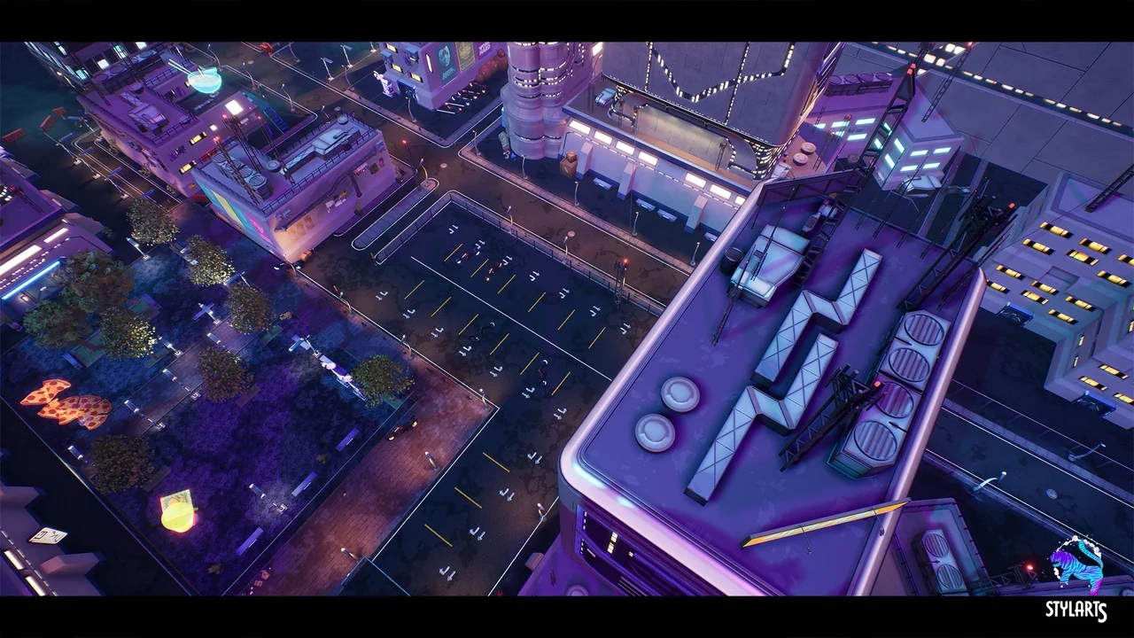 Modular Stylized Cyberpunk Street ( Cyberpunk Cyber Street Cyberpunk Stylized ) asset