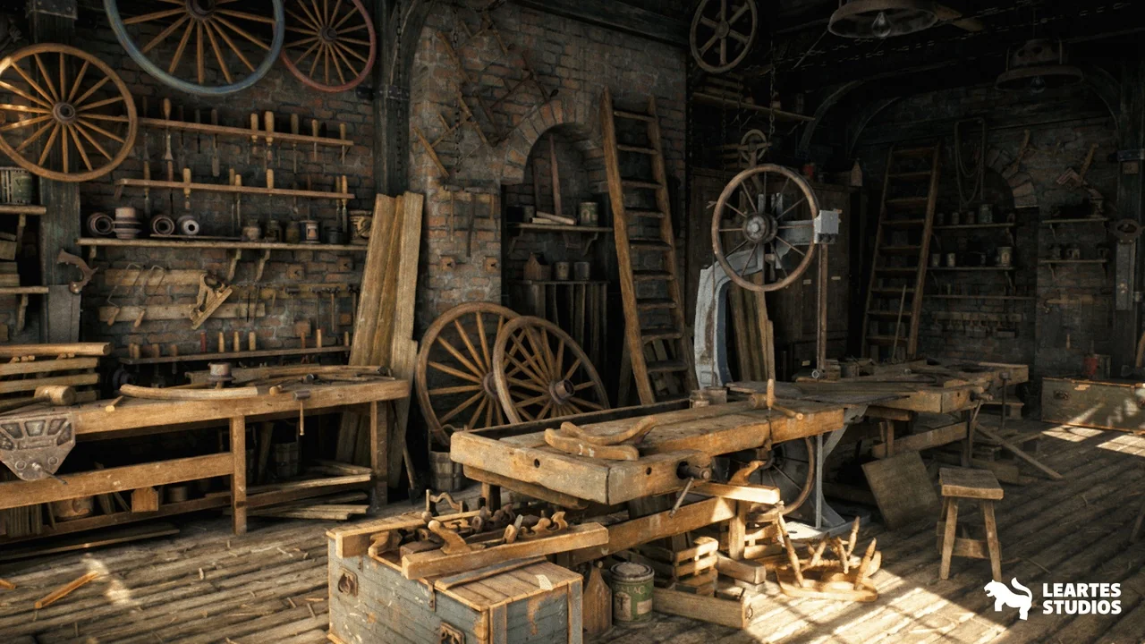 Carpenter’s Workshop Environment ( Workshop Prop Pack Carpenter Woodworking 3d ) asset