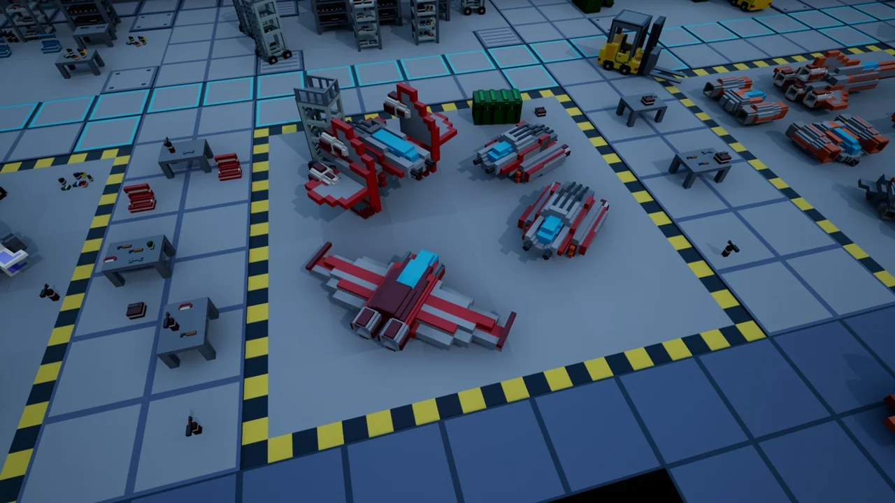 Spaceships, props and modular environment tiles (sci-fi, low poly, voxel) asset