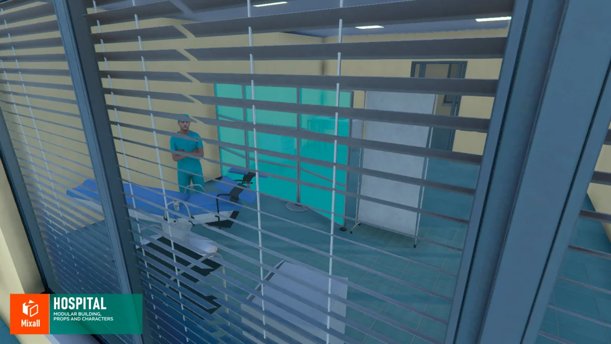 Hospital – modular building, props and characters asset