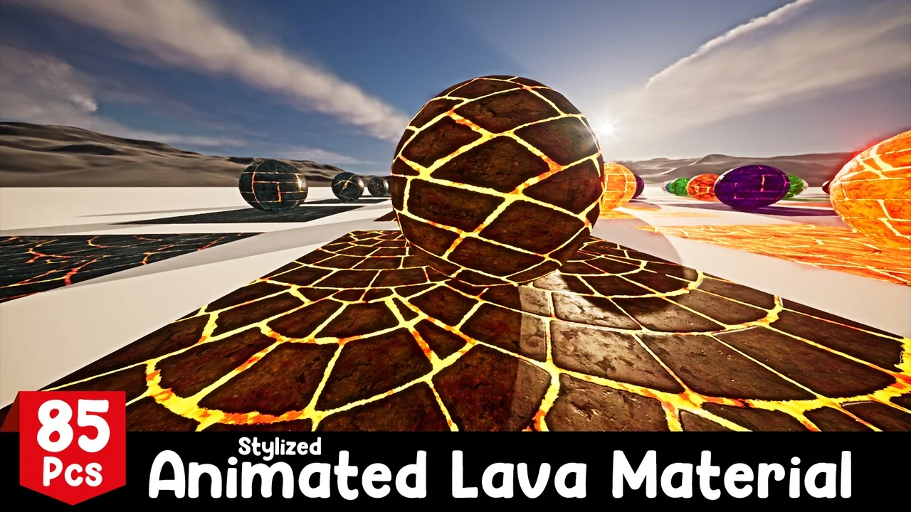 Stylized Animated Lava Material Pack 85 Pcs asset