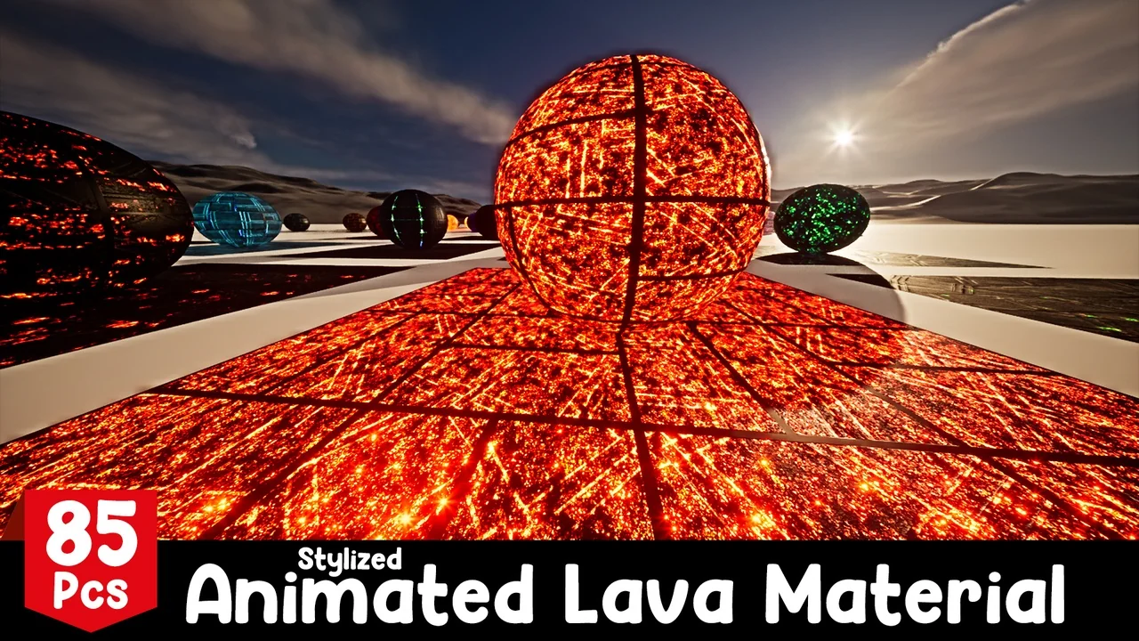 Stylized Animated Lava Material Pack 85 Pcs asset