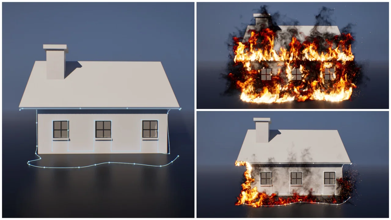 Smoke and Fire Spline – Niagara Fluids asset