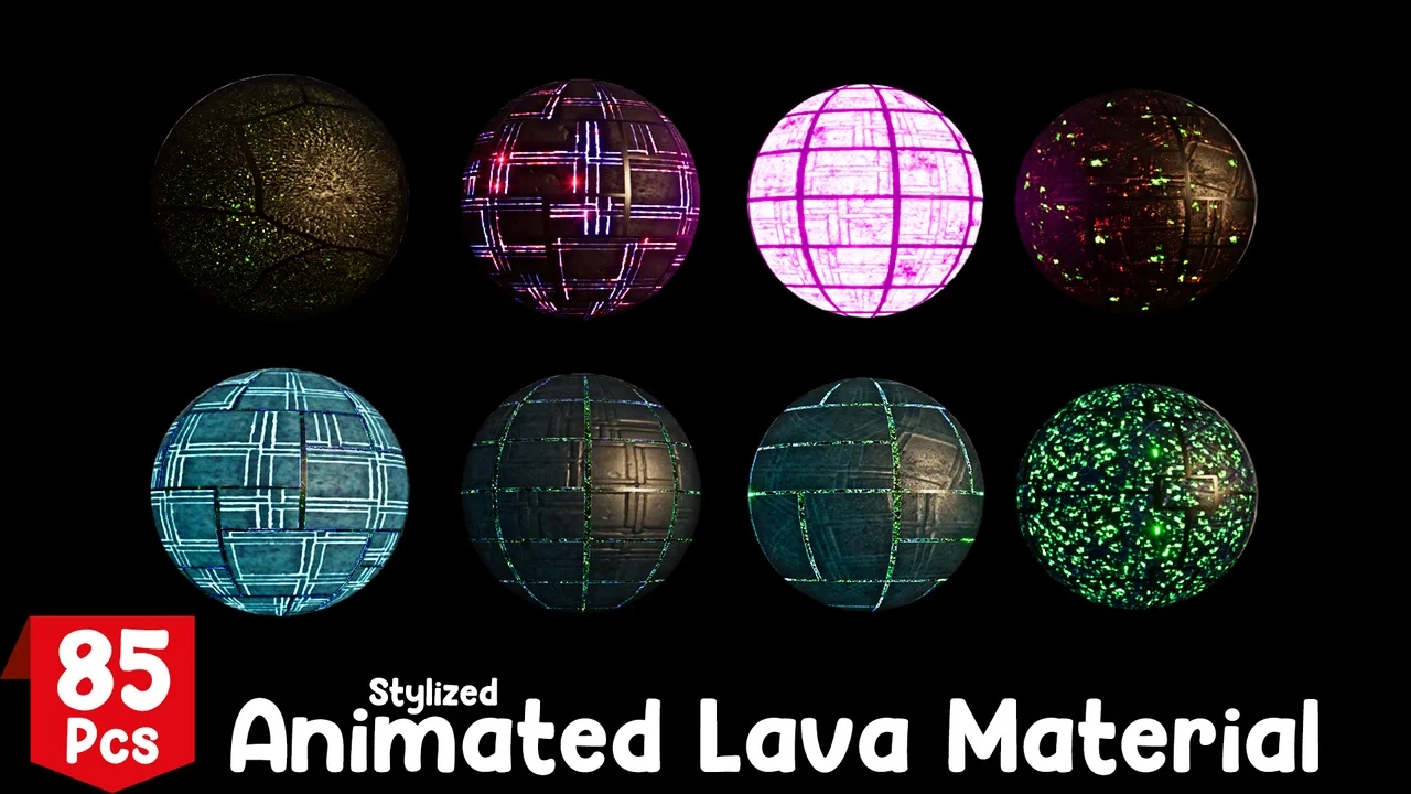 Stylized Animated Lava Material Pack 85 Pcs asset