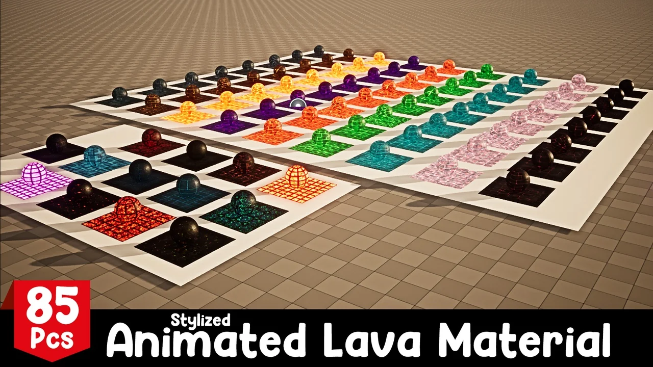 Stylized Animated Lava Material Pack 85 Pcs asset