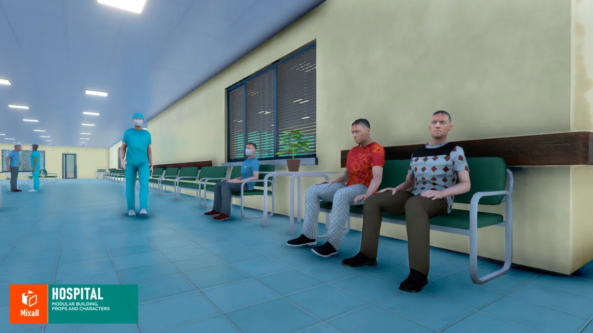 Hospital – modular building, props and characters asset