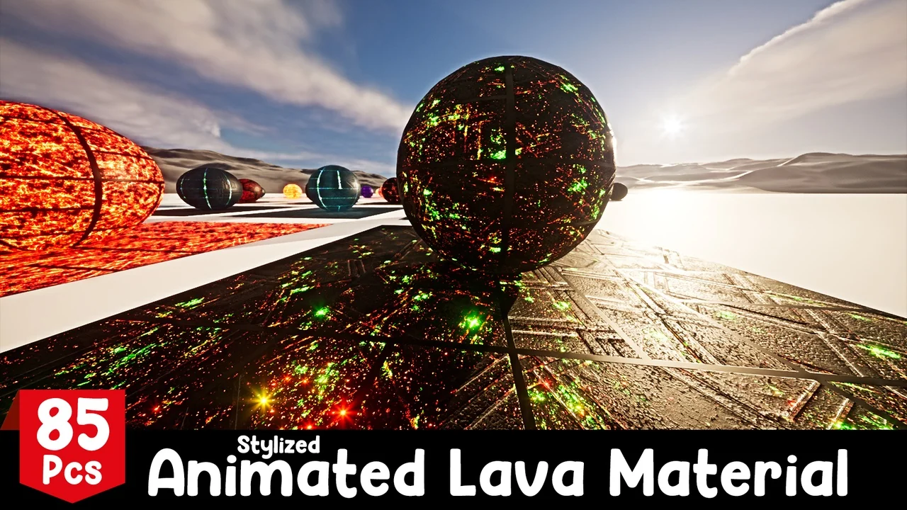 Stylized Animated Lava Material Pack 85 Pcs asset