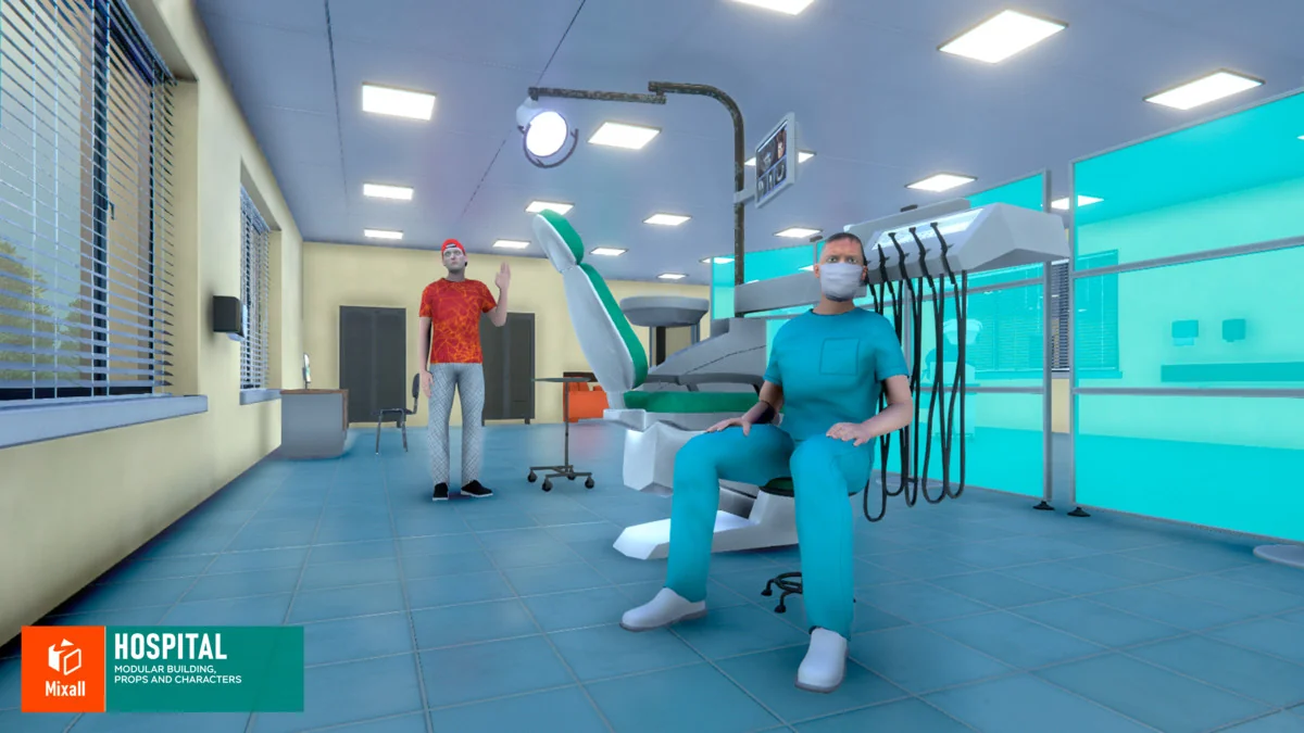 Hospital – modular building, props and characters asset