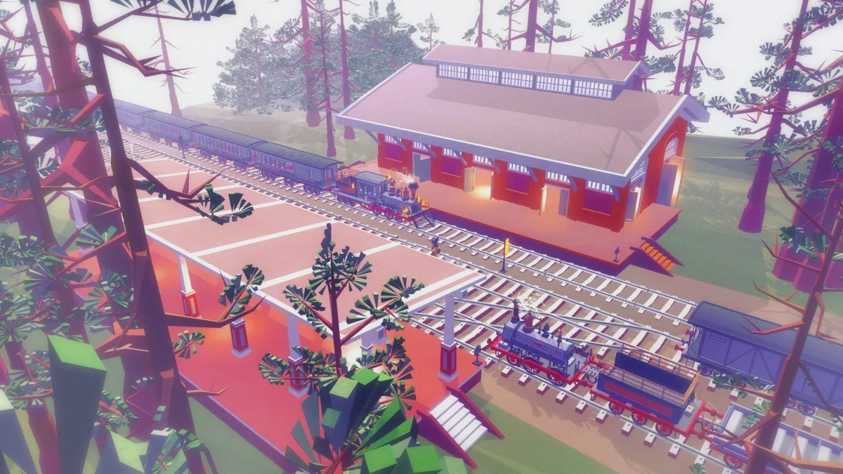 Steam Trains and Stations (Low Poly) asset